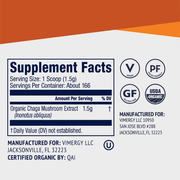 Vimergy_Chaga Powder-250g_Supplement Faits