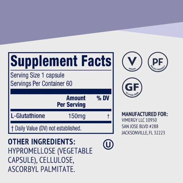 Vimergy Glutathione Capsules_Supplement Facts