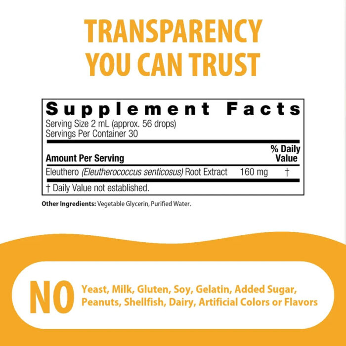 natures answer eleuthero extract alcohol free liquid 2oz supplement facts AF77
