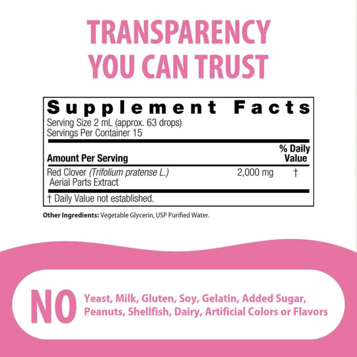 natures answer red clover extract alcohol free liquid 1oz supplement facts AF130