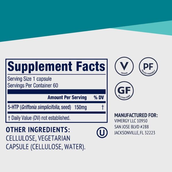 Vimergy 5-HTP capsulas_Supplement Facts