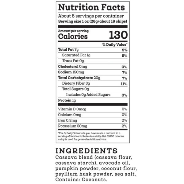 Sietefoods-Sem grãos-Tortilla Chips-Dip Chip-NutritionFacts