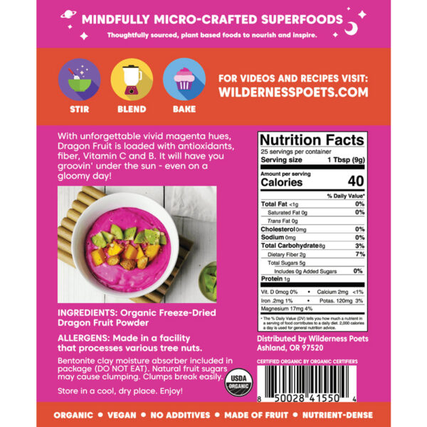 WildernessPoets_Dragon Fruit Powder_Nutrition Faktai