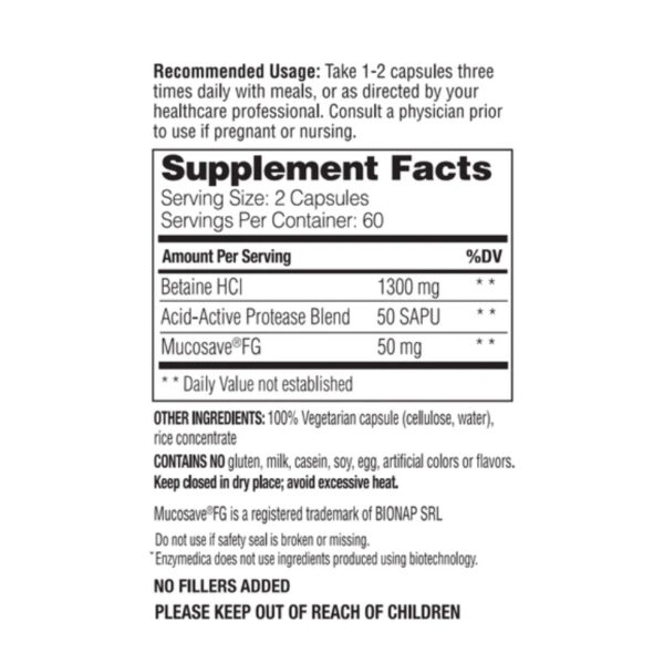 Enzymedica_Betain-HCI_Supplement-Facts